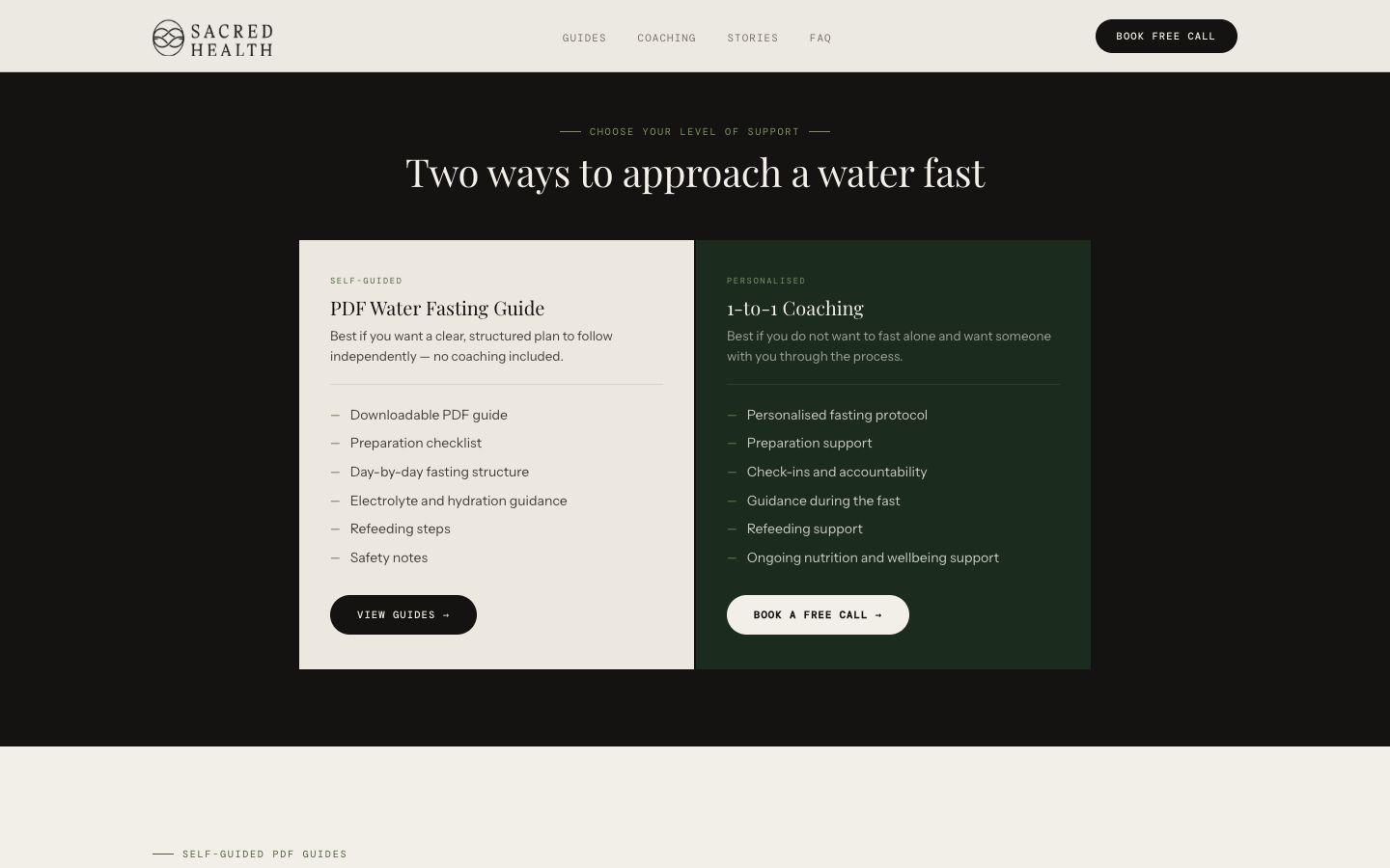 My Sacred Health website — view 2