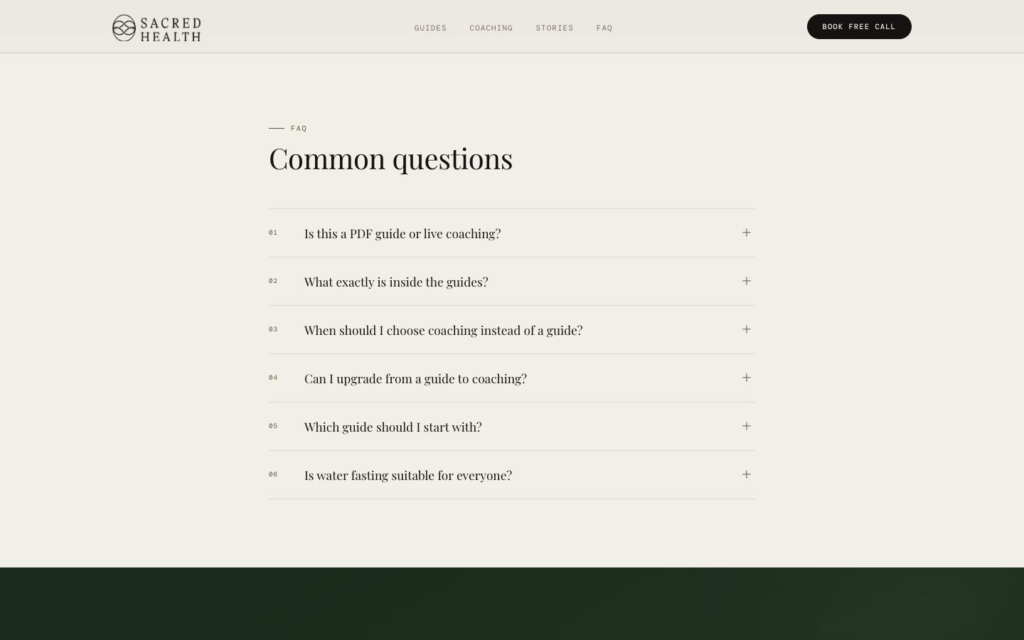 My Sacred Health website — view 5