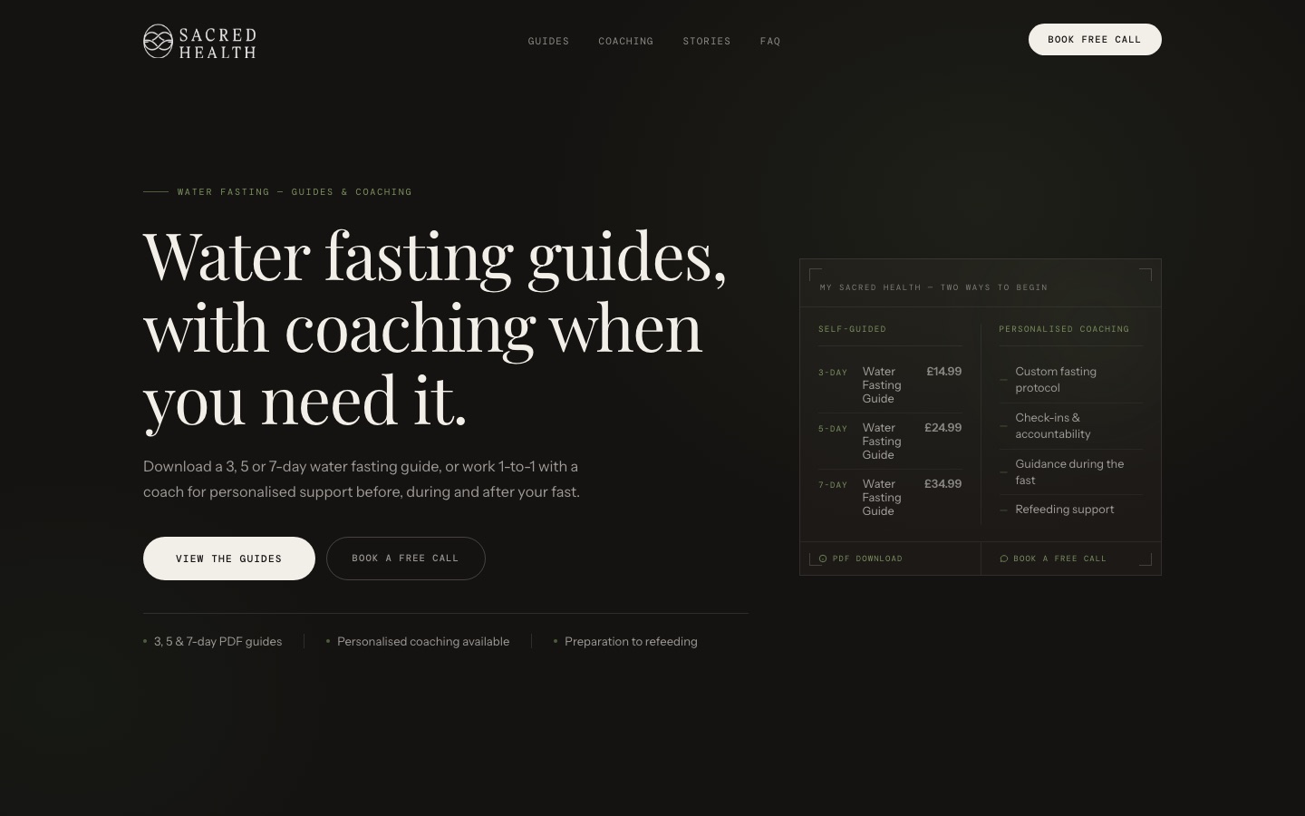 My Sacred Health — water fasting guides and coaching website