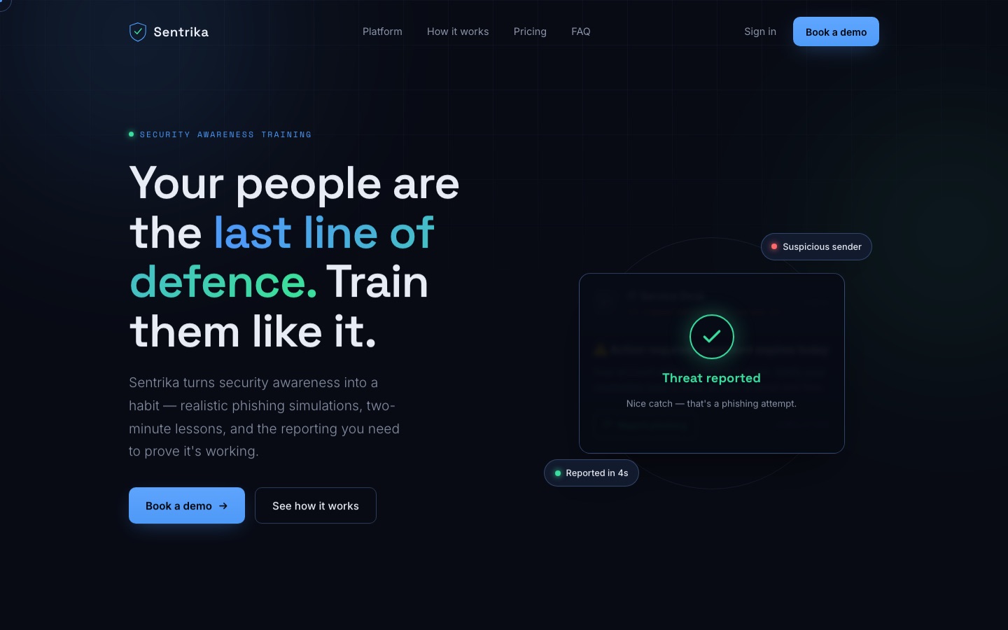 Sentrika — security awareness training platform concept